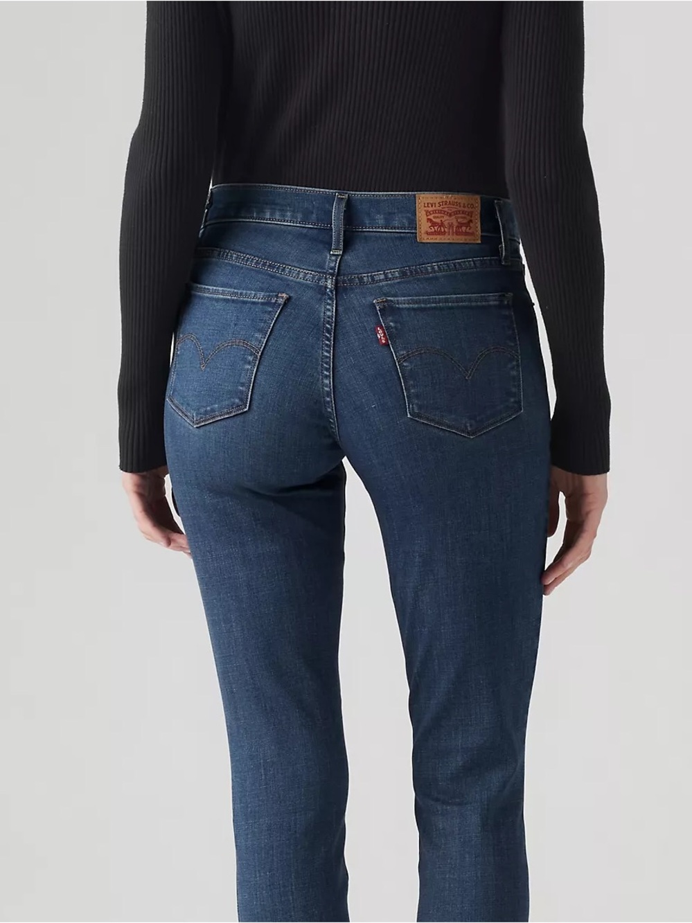Levi’s Shaping Skinny Dark Denim Jeans w/ Fringed/Raw Hem